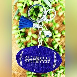 Royal Blue Sparkling Football Keychain